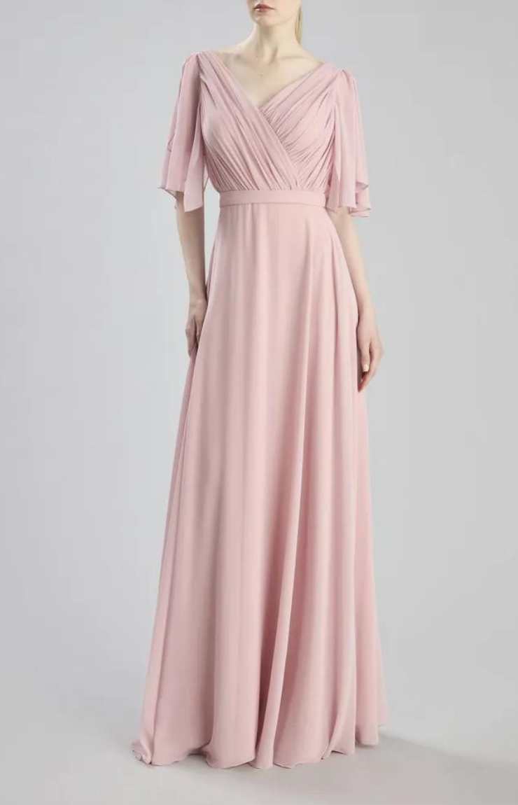 abito A-line in chiffon rosa