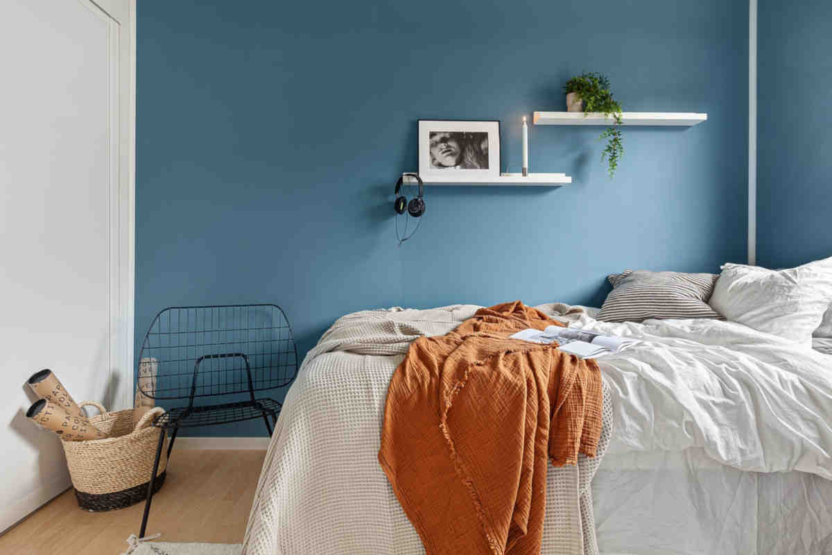 Camera da letto, colore rilassante blu