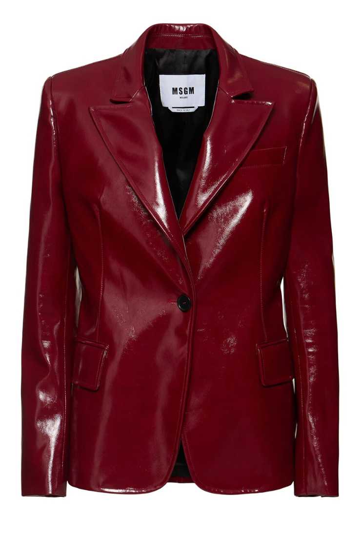 blazer pelle rosso bordeaux