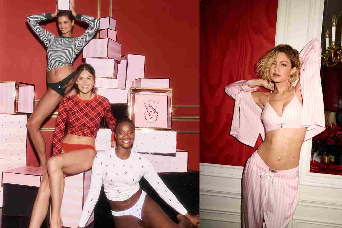 modelle lingerie e Gigi Hadid collezione Victoria's Secret Natale 2024