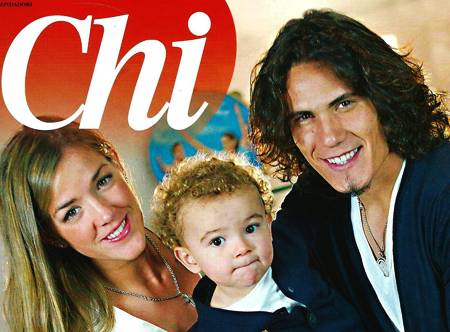 EDISON CAVANI in foto con moglie e figlio